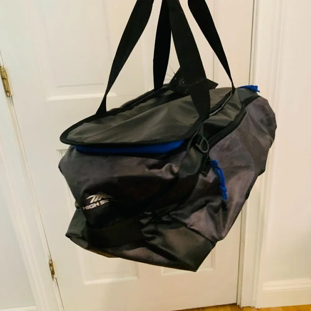 50L High Sierra Water Resistant CONVERTIBLE Travel Backpack or Duffel -Grey/Blue